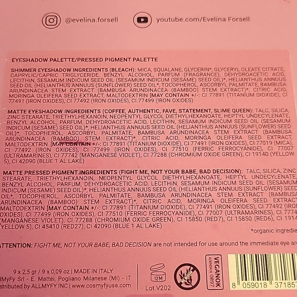 Cosmyfy Evelina Forestt WAR PAINT Eyeshadow Palette New